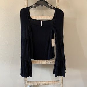 Free People Black Long Sleeve Top Size Small